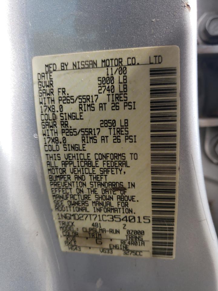 Photo 10 from auction – 2001 NISSAN FRONTIER C with VIN 1N6MD27T71C354015