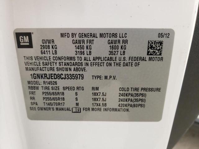 Photo 10 from auction – 2012 CHEVROLET TRAVERSE L with VIN 1GNKRJED8CJ335979