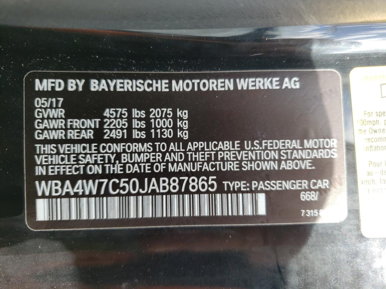 Photo 10 from auction – 2018 BMW 440I with VIN WBA4W7C50JAB87865
