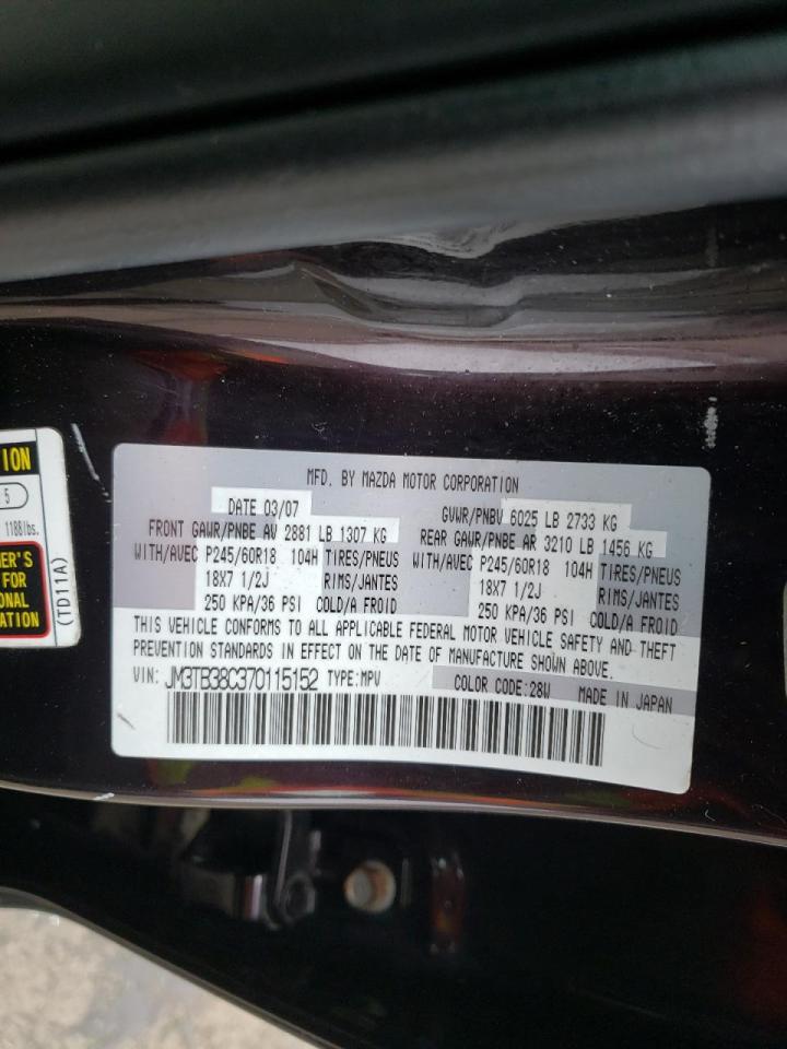 Photo 20 from auction – 2007 MAZDA CX-9 with VIN JM3TB38C370115152