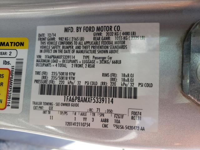 Photo 10 from auction – 2015 FORD MUSTANG with VIN 1FA6P8AMXF5339114