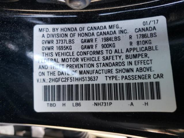 Photo 10 from auction – 2017 HONDA CIVIC LX with VIN 2HGFC2F51HH513637