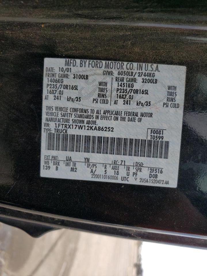 Photo 10 from auction – 2002 FORD F150 with VIN 1FTRX17W12KA86252