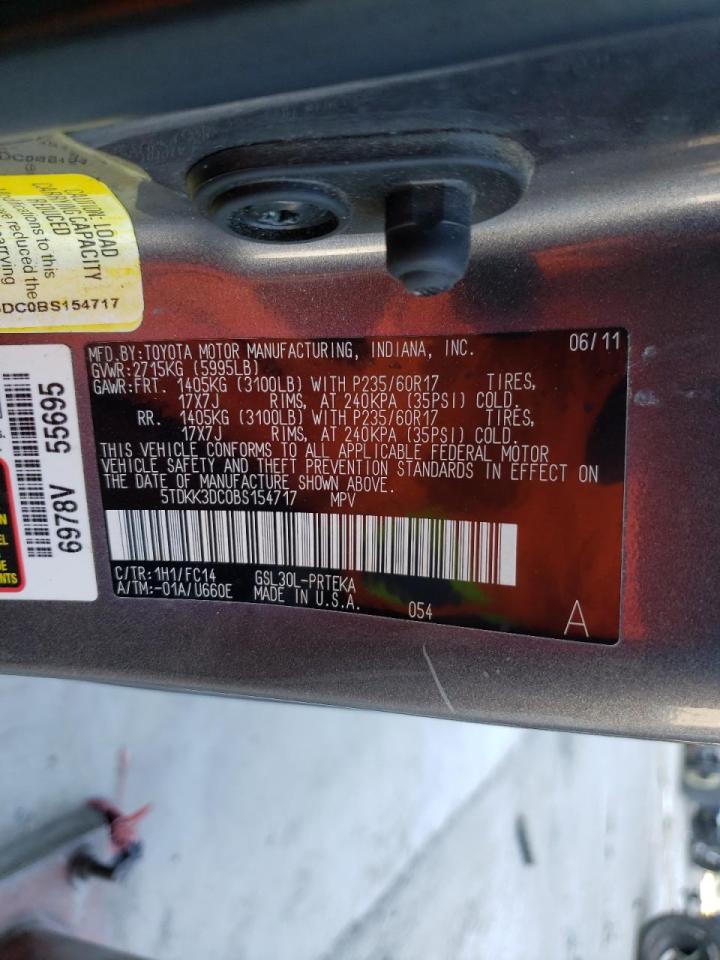 Photo 10 from auction – 2011 TOYOTA SIENNA LE with VIN 5TDKK3DC0BS154717