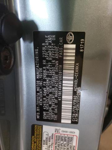 Photo 10 from auction – 2007 TOYOTA CAMRY CE with VIN 4T1BE46K87U609118