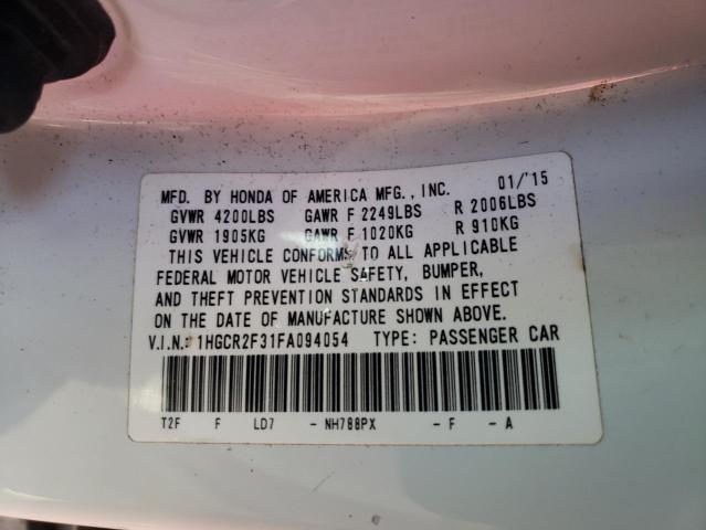 Photo 10 from auction – 2015 HONDA ACCORD LX with VIN 1HGCR2F31FA094054