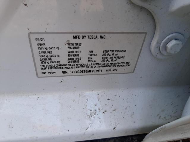 Photo 10 from auction – 2021 TESLA MODEL Y with VIN 5YJYGDEE6MF261991