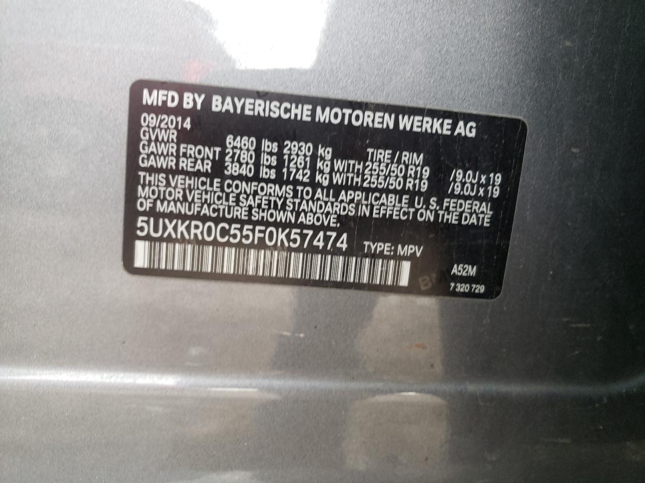 Photo 10 from auction – 2015 BMW X5 XDRIVE3 with VIN 5UXKR0C55F0K57474