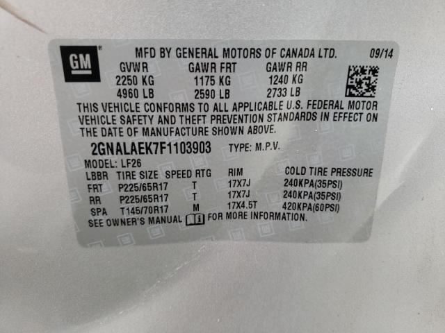 Photo 10 from auction – 2015 CHEVROLET EQUINOX LS with VIN 2GNALAEK7F1103903