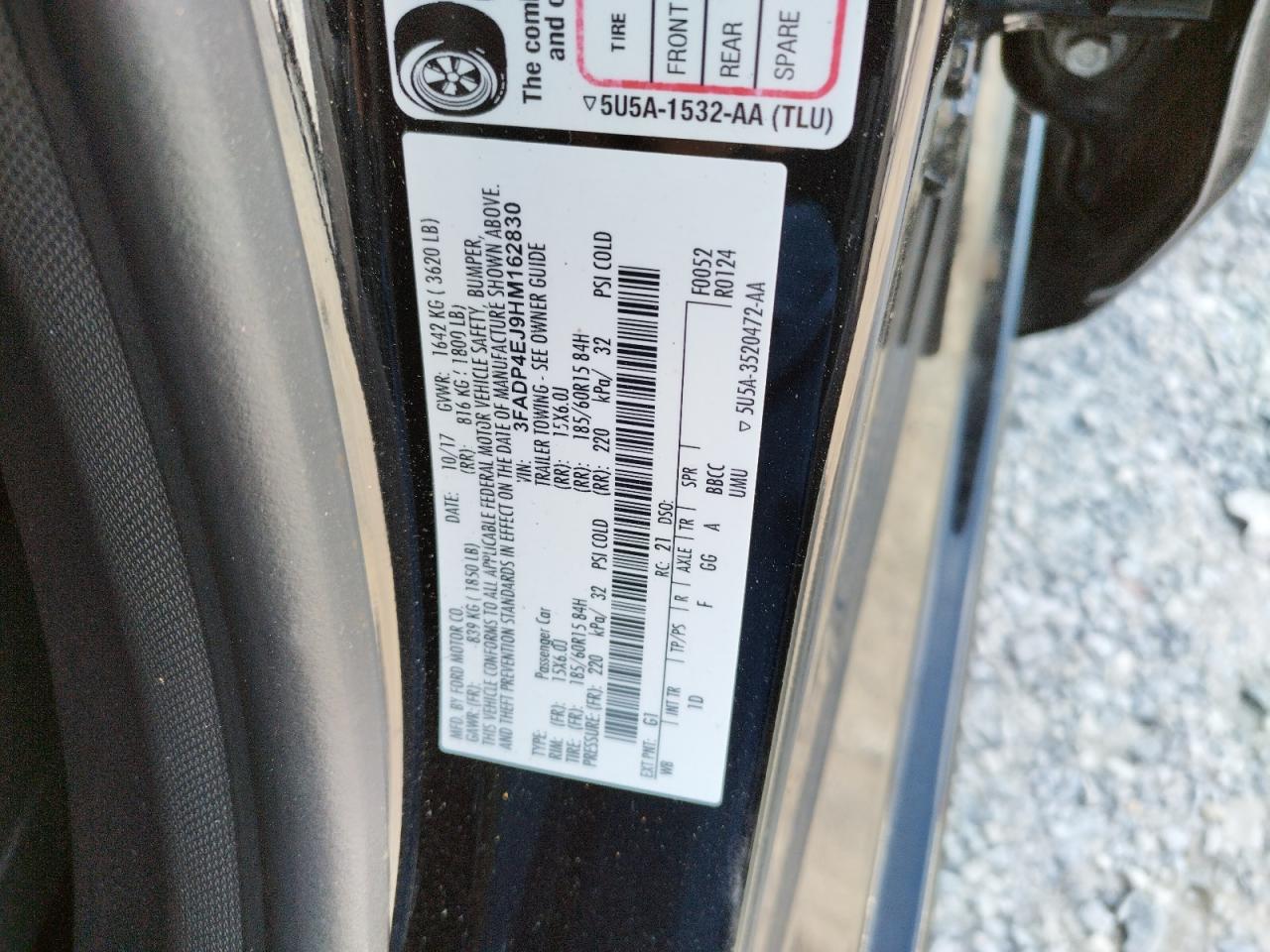 Photo 10 from auction – 2017 FORD FIESTA SE with VIN 3FADP4EJ9HM162830