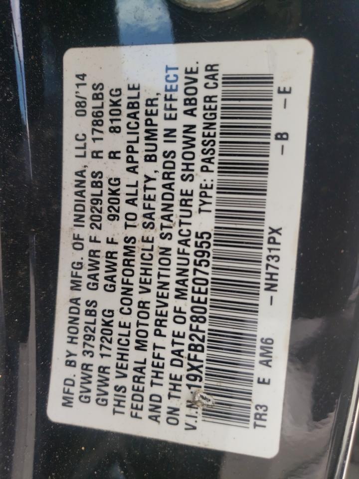 Photo 10 from auction – 2014 HONDA CIVIC EX with VIN 19XFB2F80EE075955