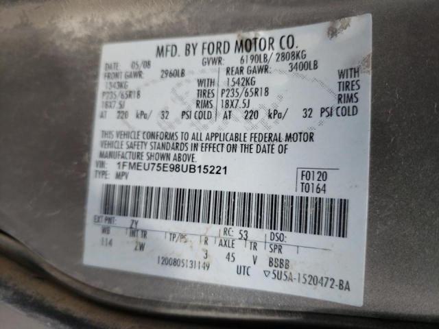 Photo 10 from auction – 2008 FORD EXPLORER L with VIN 1FMEU75E98UB15221