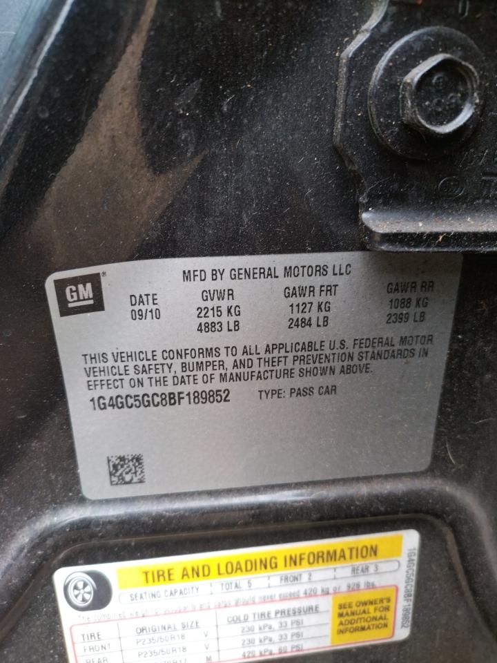 Photo 11 from auction – 2011 BUICK LACROSSE C with VIN 1G4GC5GC8BF189852