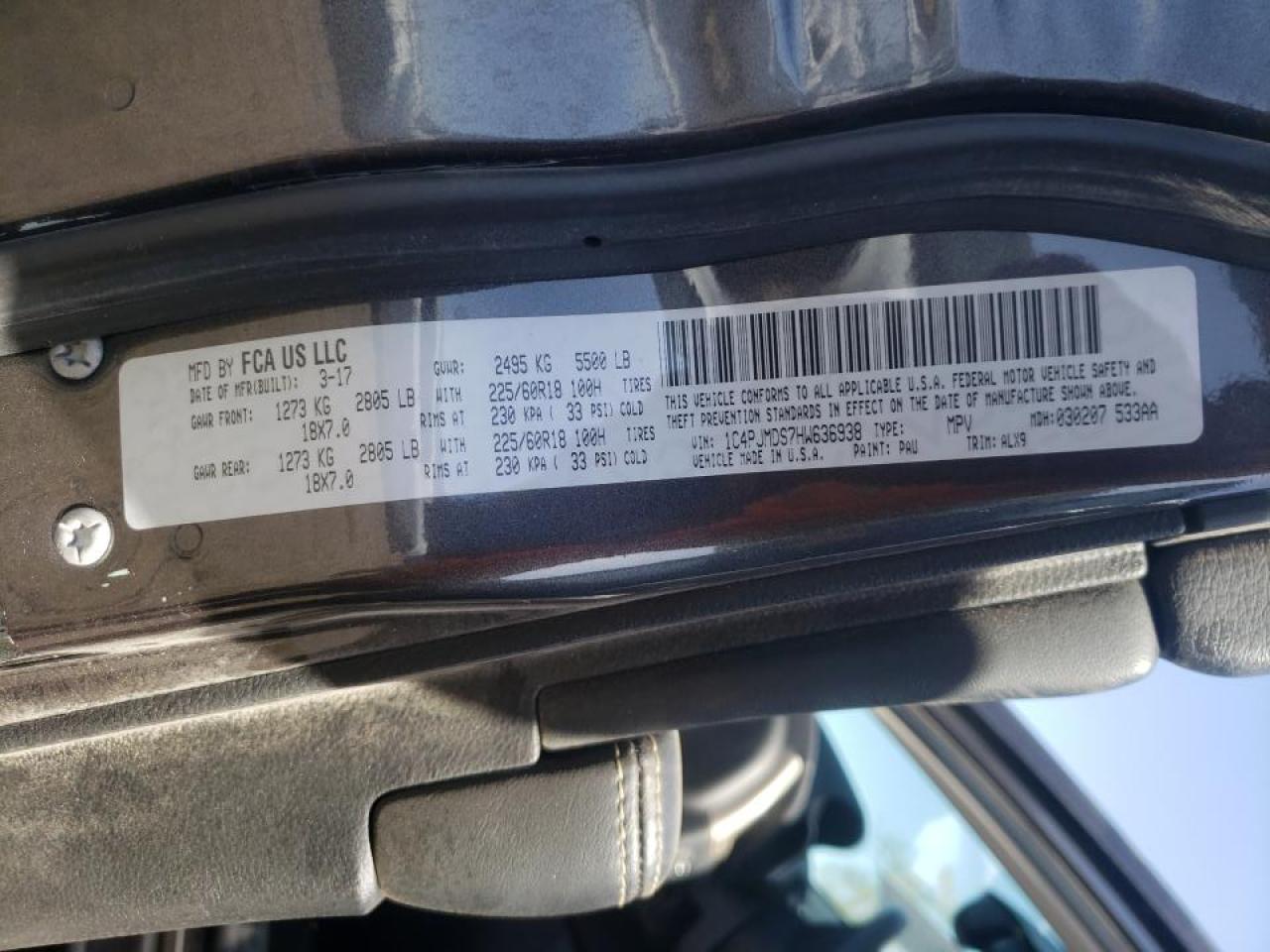 Photo 10 from auction – 2017 JEEP CHEROKEE L with VIN 1C4PJMDS7HW636938