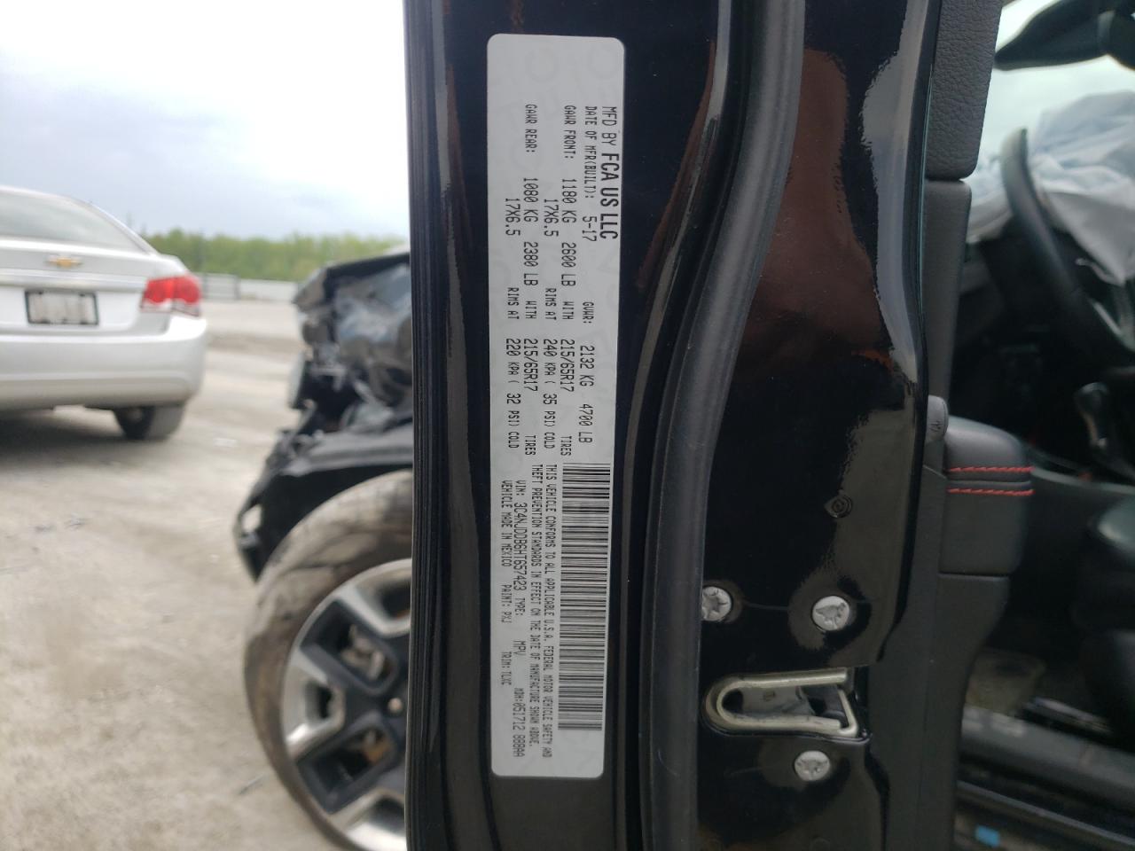 Photo 10 from auction – 2017 JEEP COMPASS TR with VIN 3C4NJDDB6HT657423