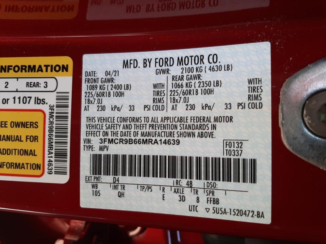Photo 10 from auction – 2021 FORD BRONCO SPO with VIN 3FMCR9B66MRA14639