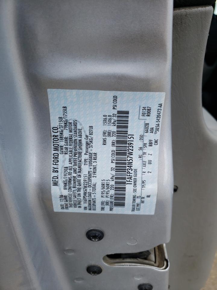 Photo 10 from auction – 2007 FORD FOCUS ZX4 with VIN 1FAFP34N57W239151