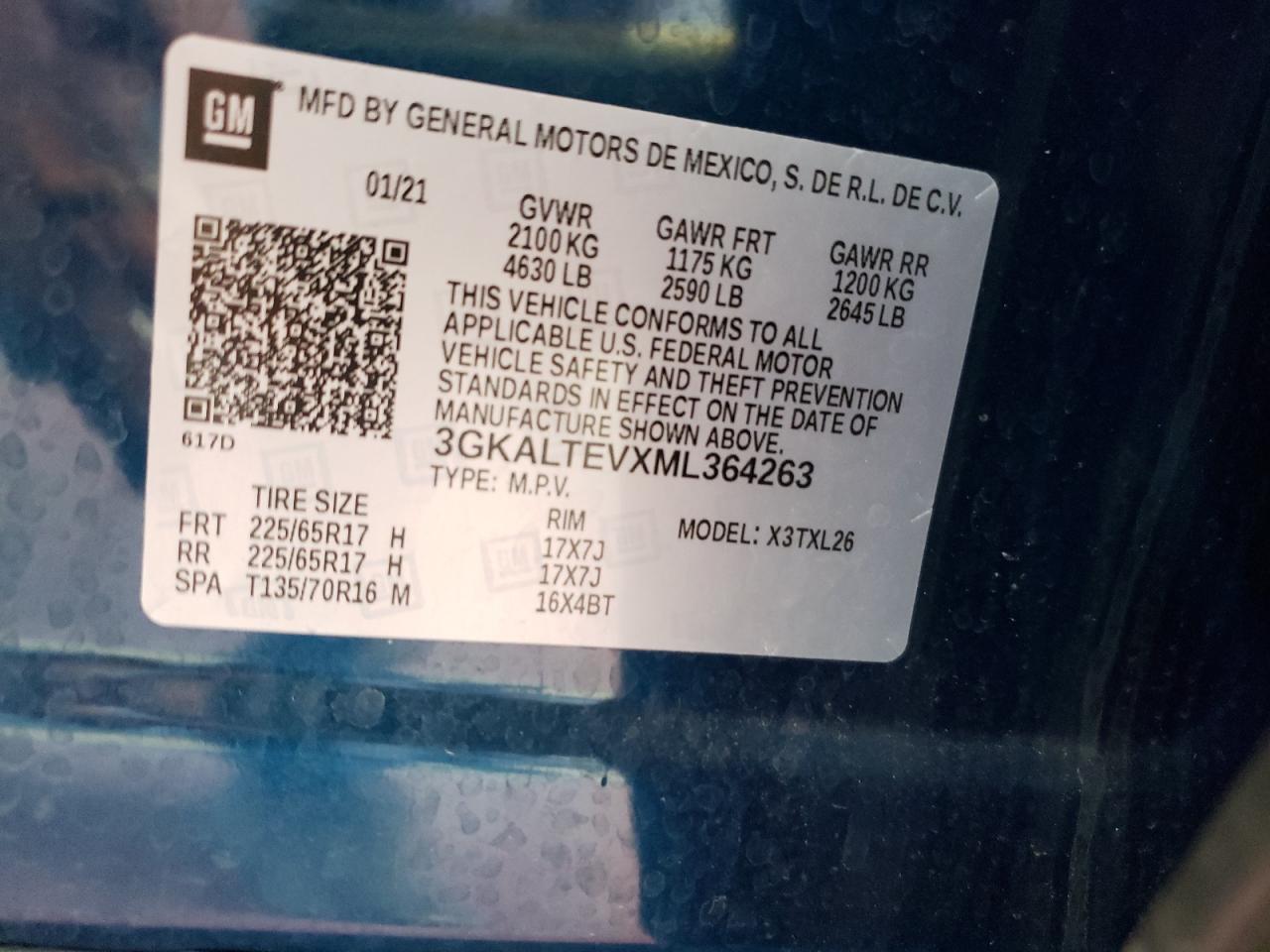 Photo 10 from auction – 2021 GMC TERRAIN SL with VIN 3GKALTEVXML364263