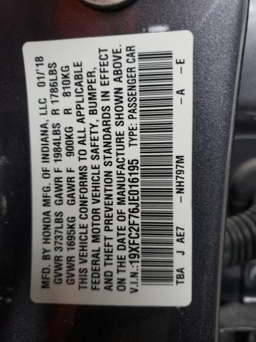 Photo 10 from auction – 2018 HONDA CIVIC EX with VIN 19XFC2F76JE016195