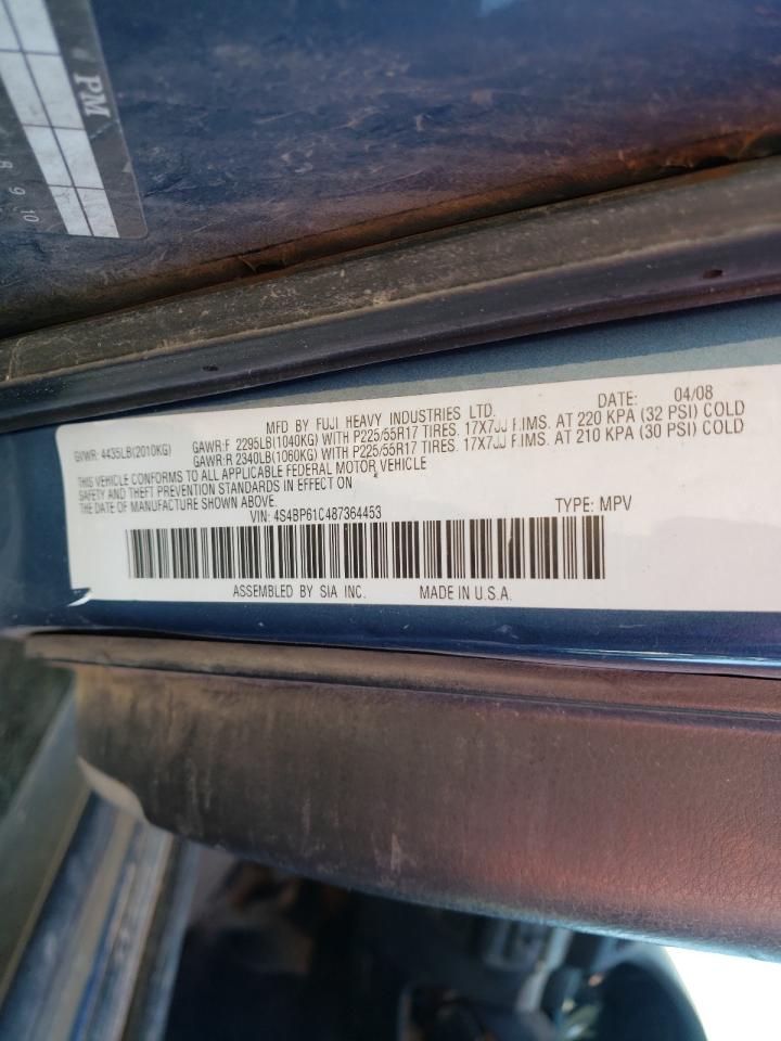 Photo 10 from auction – 2008 SUBARU OUTBACK 2. with VIN 4S4BP61C487364453