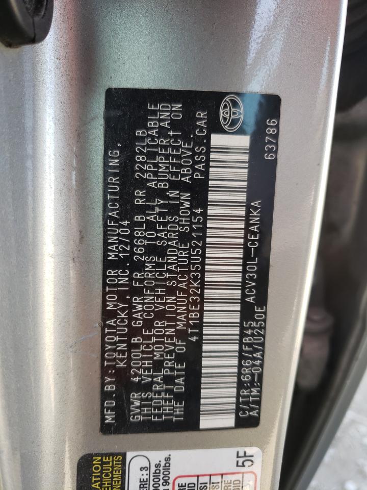 Photo 10 from auction – 2005 TOYOTA CAMRY LE with VIN 4T1BE32K35U521154