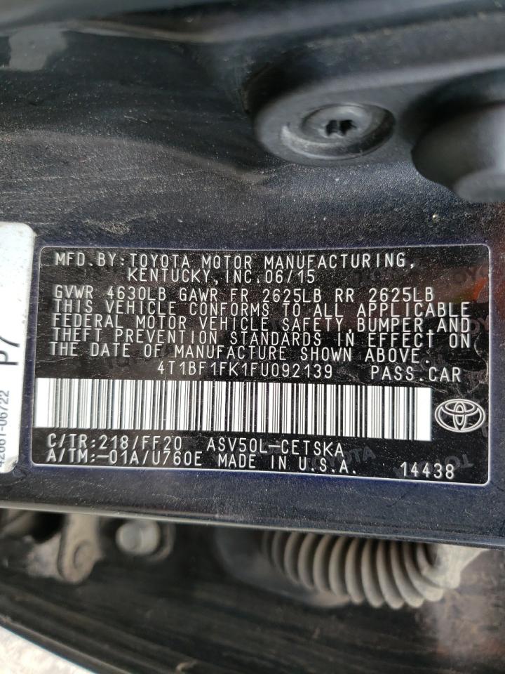 Photo 10 from auction – 2015 TOYOTA CAMRY LE with VIN 4T1BF1FK1FU092139