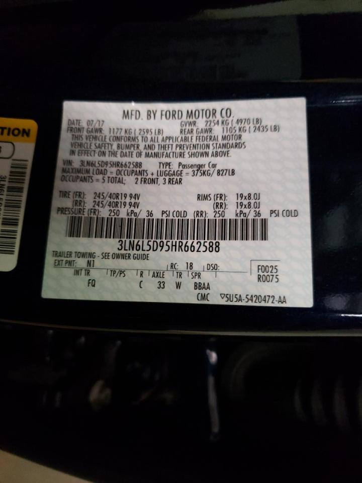 Photo 10 from auction – 2017 LINCOLN MKZ SELECT with VIN 3LN6L5D95HR662588