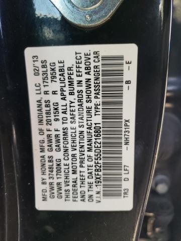 Photo 10 from auction – 2013 HONDA CIVIC LX with VIN 19XFB2F55DE216801