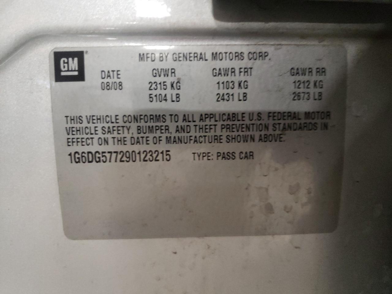 Photo 10 from auction – 2009 CADILLAC CTS with VIN 1G6DG577290123215