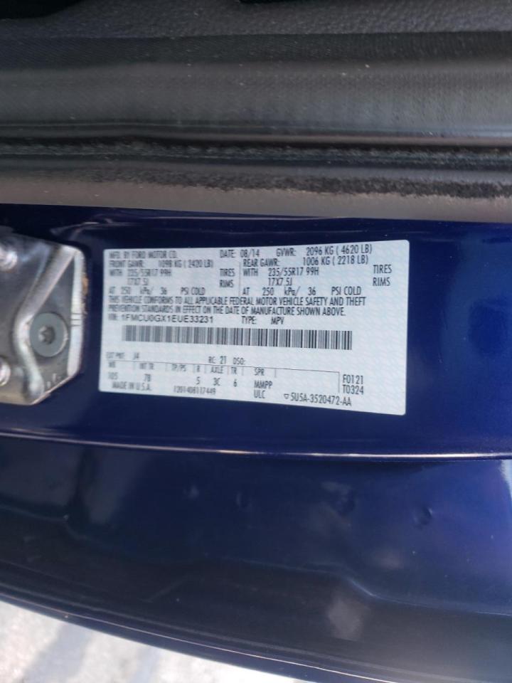 Photo 10 from auction – 2014 FORD ESCAPE SE with VIN 1FMCU0GX1EUE33231