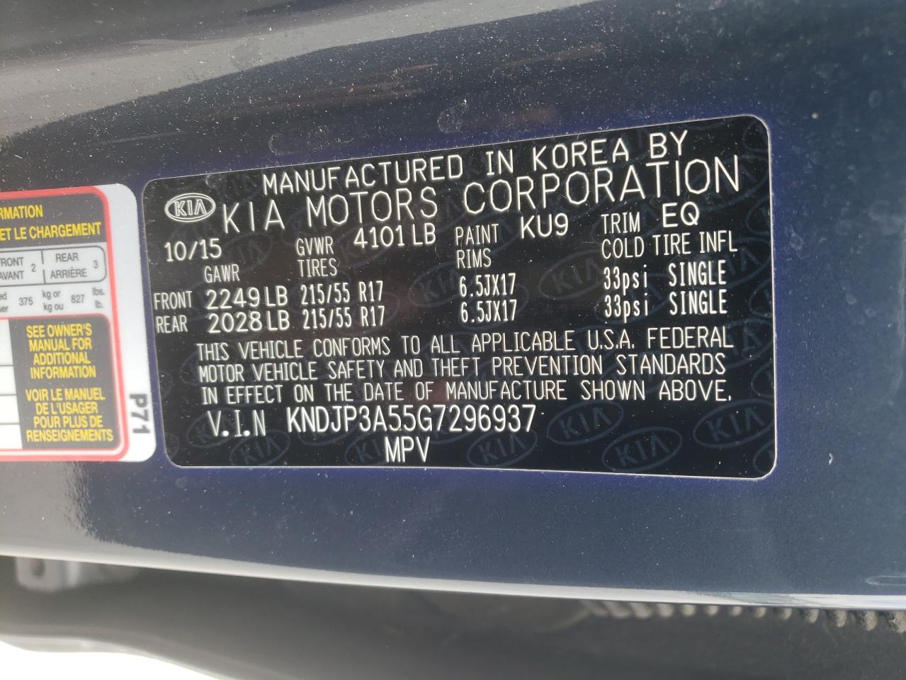 Photo 10 from auction – 2016 KIA SOUL + with VIN KNDJP3A55G7296937