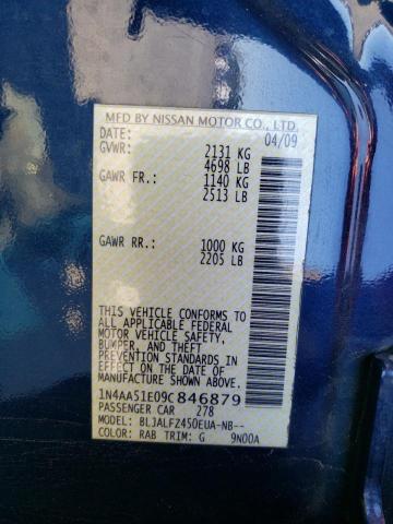 Photo 10 from auction – 2009 NISSAN MAXIMA S with VIN 1N4AA51E09C846879