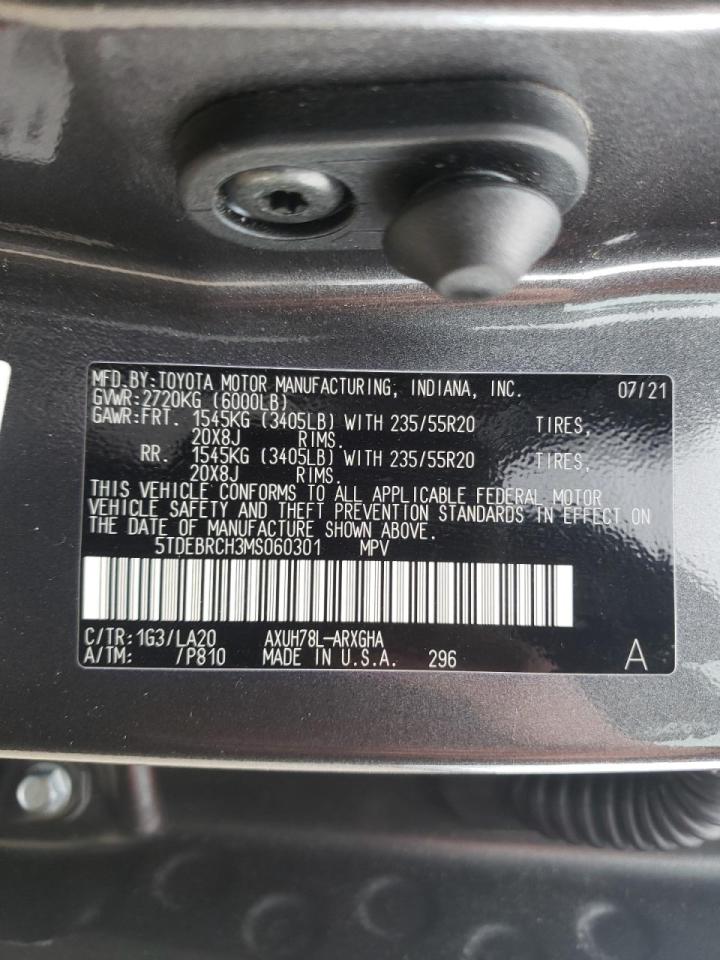 Photo 10 from auction – 2021 TOYOTA HIGHLANDER with VIN 5TDEBRCH3MS060301