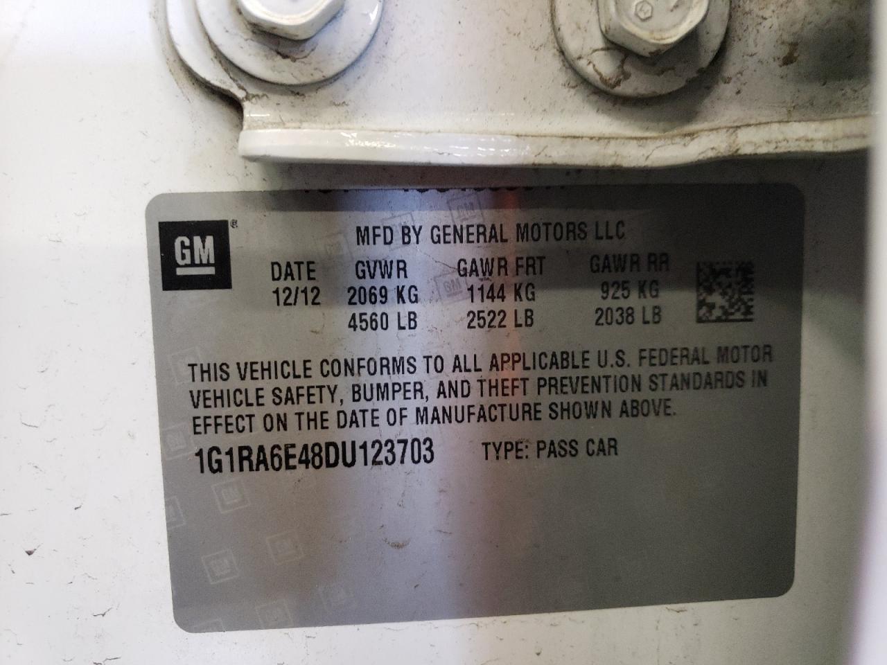 Photo 10 from auction – 2013 CHEVROLET VOLT with VIN 1G1RA6E48DU123703