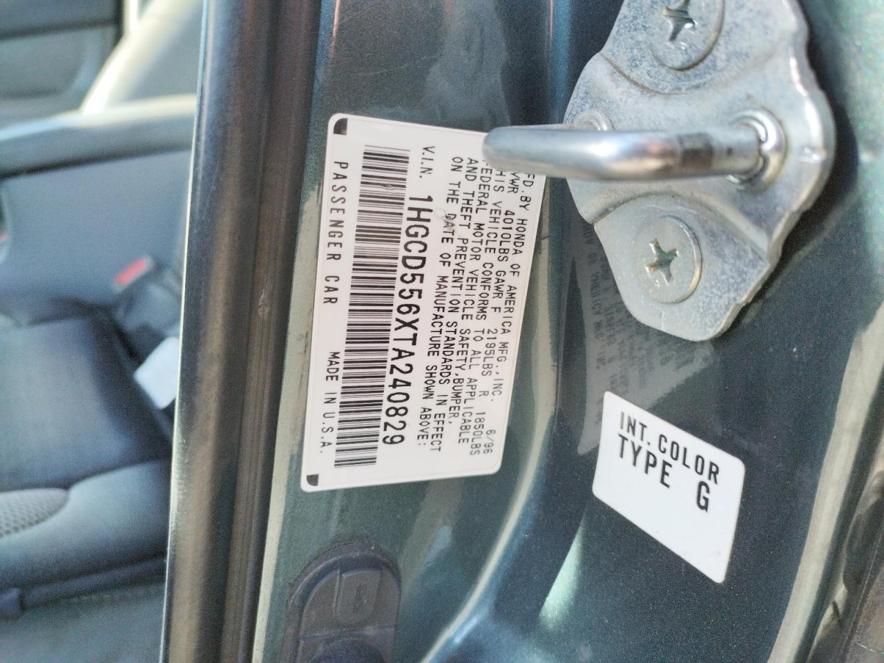 Photo 10 from auction – 1996 HONDA ACCORD EX with VIN 1HGCD556XTA240829
