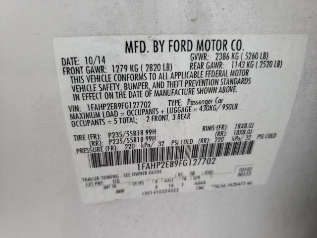 Photo 10 from auction – 2015 FORD TAURUS SEL with VIN 1FAHP2E89FG127702