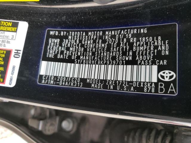 Photo 10 from auction – 2019 TOYOTA COROLLA L with VIN 5YFBURHE8KP939701