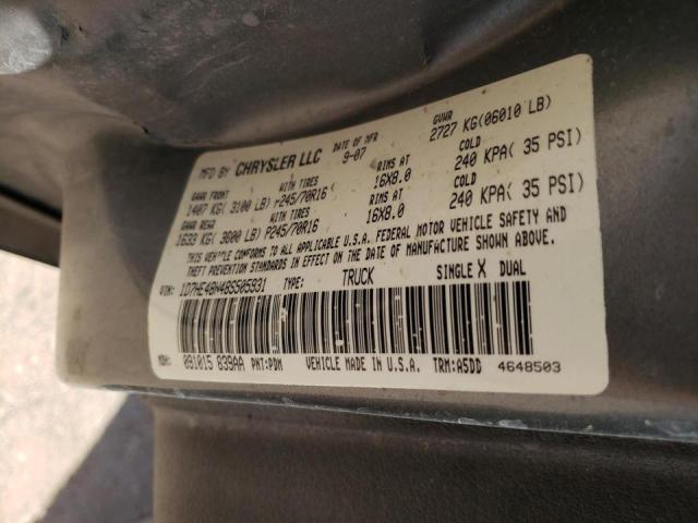 Photo 10 from auction – 2008 DODGE DAKOTA QUA with VIN 1D7HE48N48S505931
