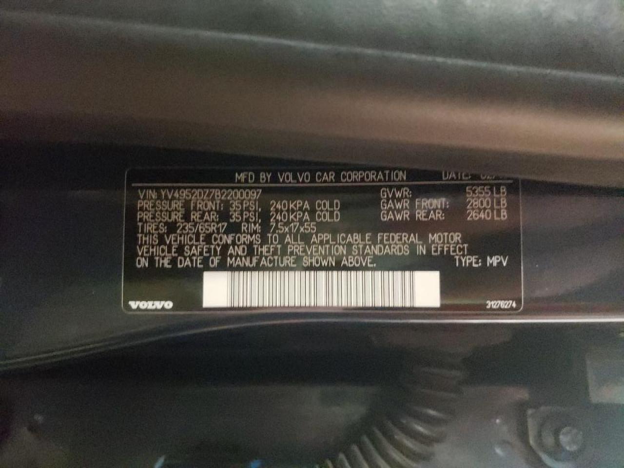 Zdjęcie 10 z aukcji – 2011 VOLVO XC60 3.2 z VIN YV4952DZ7B2200097
