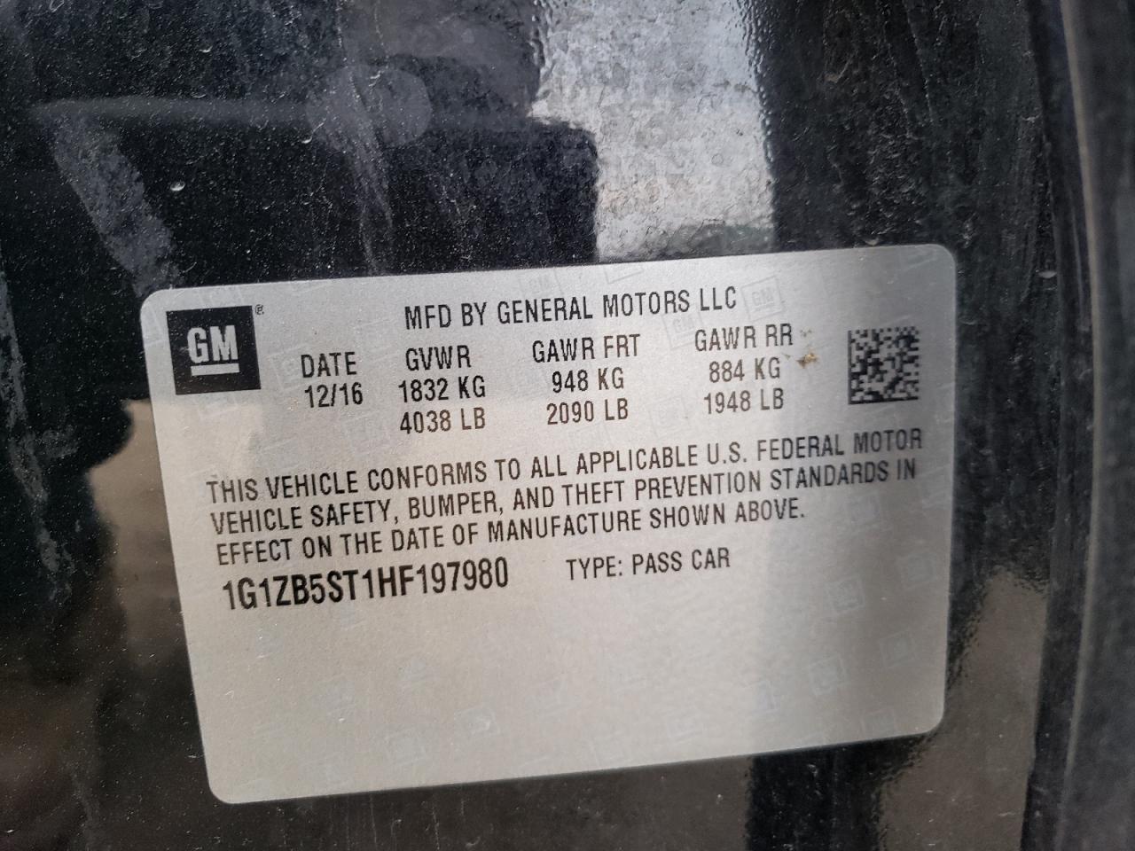 Photo 10 from auction – 2017 CHEVROLET MALIBU LS with VIN 1G1ZB5ST1HF197980