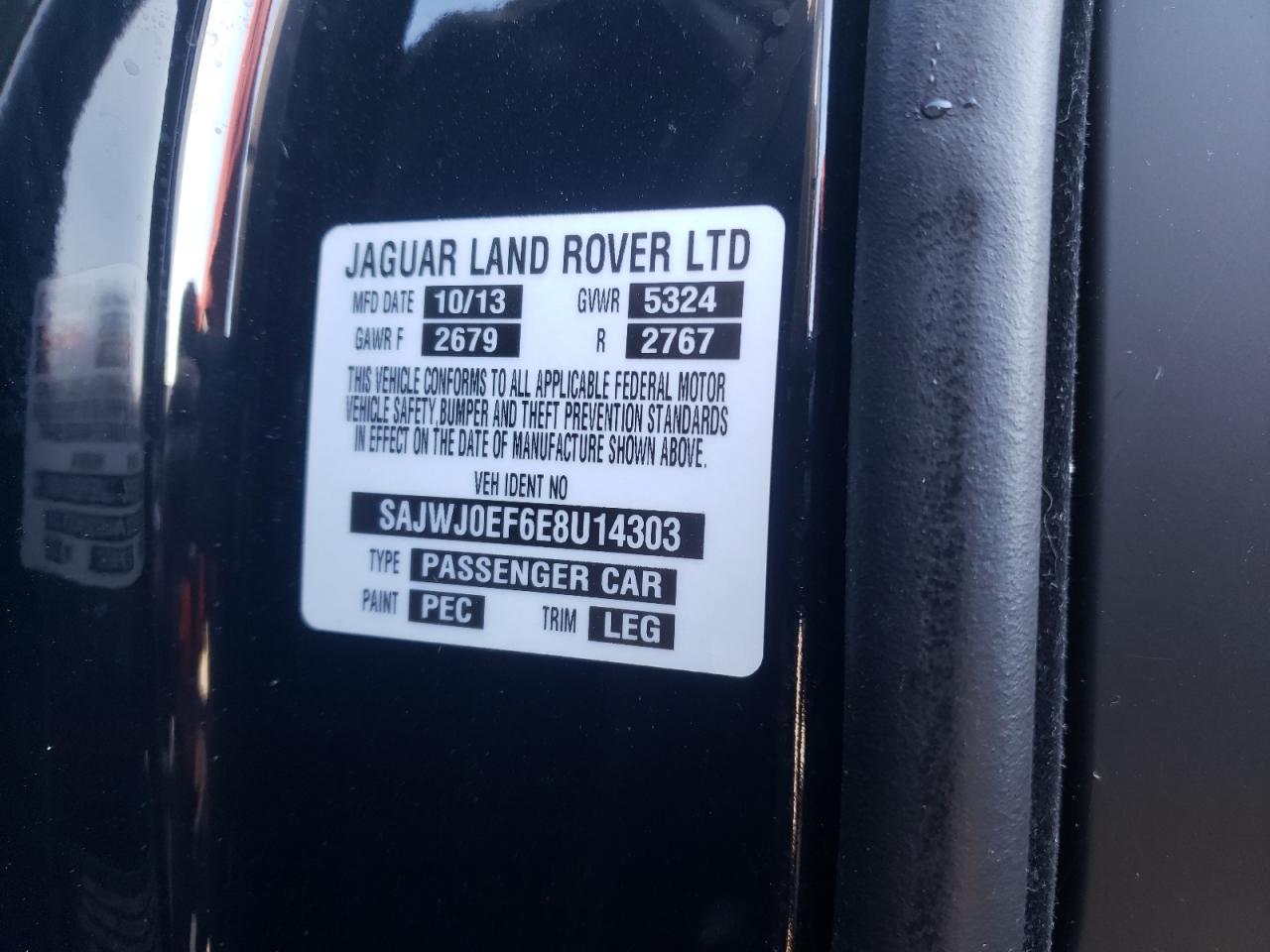 Photo 10 from auction – 2014 JAGUAR XF with VIN SAJWJ0EF6E8U14303