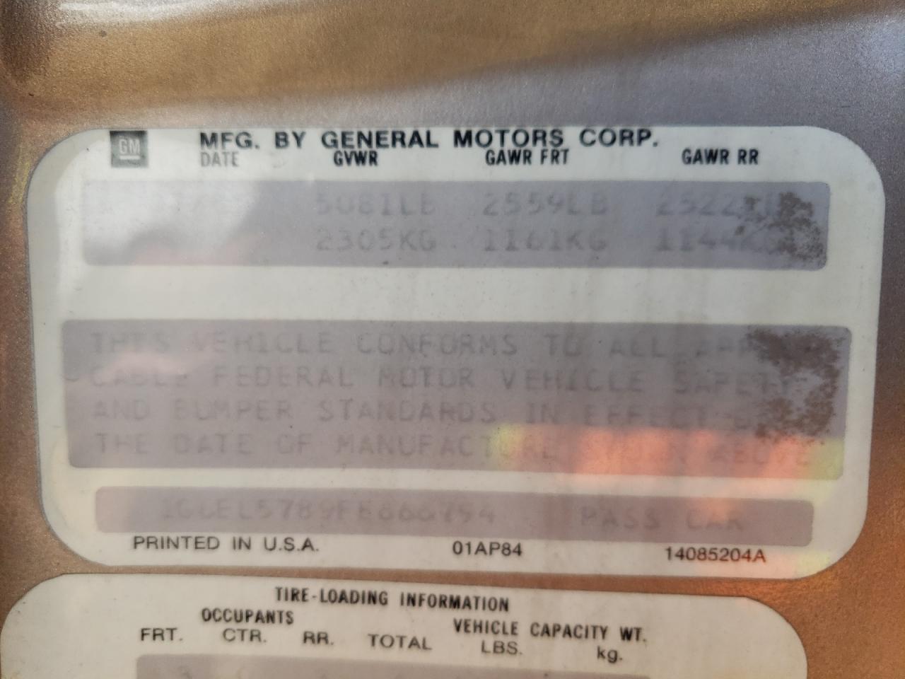 صورة رقم 10 من المزاد - 1985 CADILLAC ELDORADO مع VIN 1G6EL5789FE666794