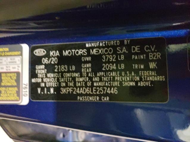Photo 10 from auction – 2020 KIA FORTE FE with VIN 3KPF24AD6LE257446