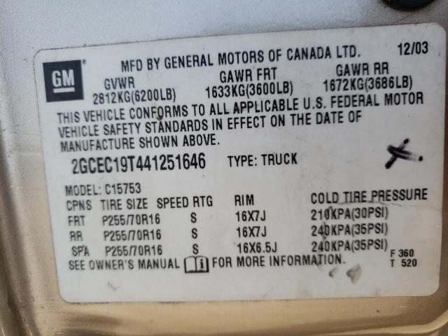Photo 10 from auction – 2004 CHEVROLET SILVERADO with VIN 2GCEC19T441251646