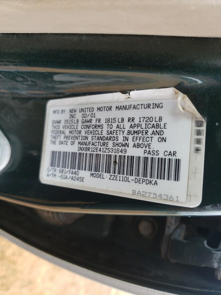Photo 10 from auction – 2001 TOYOTA COROLLA CE with VIN 1NXBR12E41Z531849