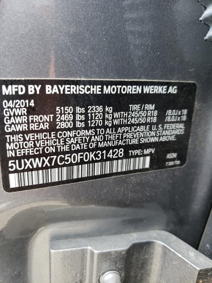 Photo 10 from auction – 2015 BMW X3 XDRIVE3 with VIN 5UXWX7C50F0K31428