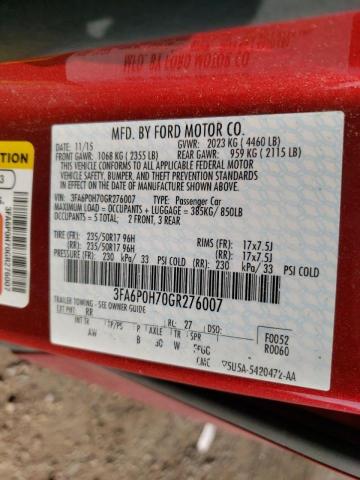 Photo 10 from auction – 2016 FORD FUSION SE with VIN 3FA6P0H70GR276007