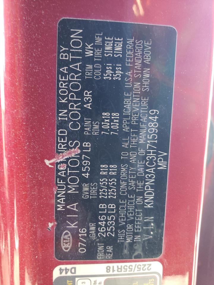 Photo 10 from auction – 2017 KIA SPORTAGE E with VIN KNDPN3AC3H7159849
