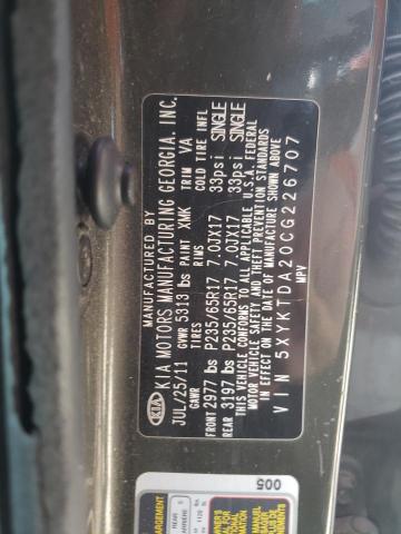 Photo 10 from auction – 2012 KIA SORENTO BA with VIN 5XYKTDA20CG226707