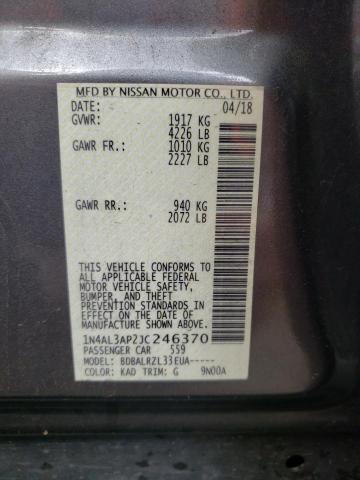 Photo 10 from auction – 2018 NISSAN ALTIMA 2.5 with VIN 1N4AL3AP2JC246370